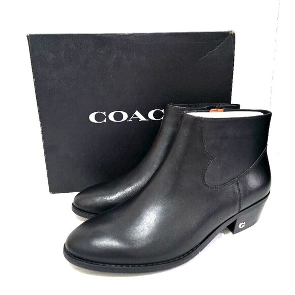 Coach Dannie Saddle Black Block Heel Western Style Leather Ankle Boots S… - Picture 1 of 11